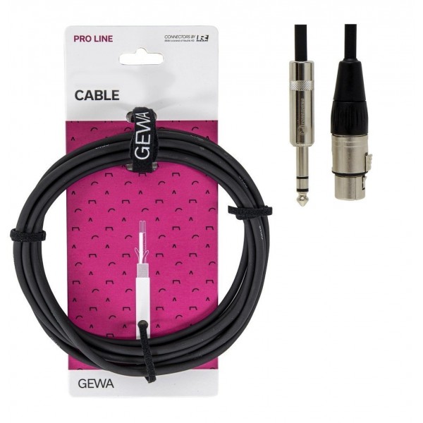 Gewa Pro Line Stereo Audio Cable Jack - XLR(f) 3m